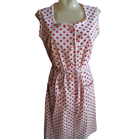 Vintage Women's Dress 8/10 Polka Dot 1970's Flutterbye Stretch Polyester Disco - Picture 1 of 7